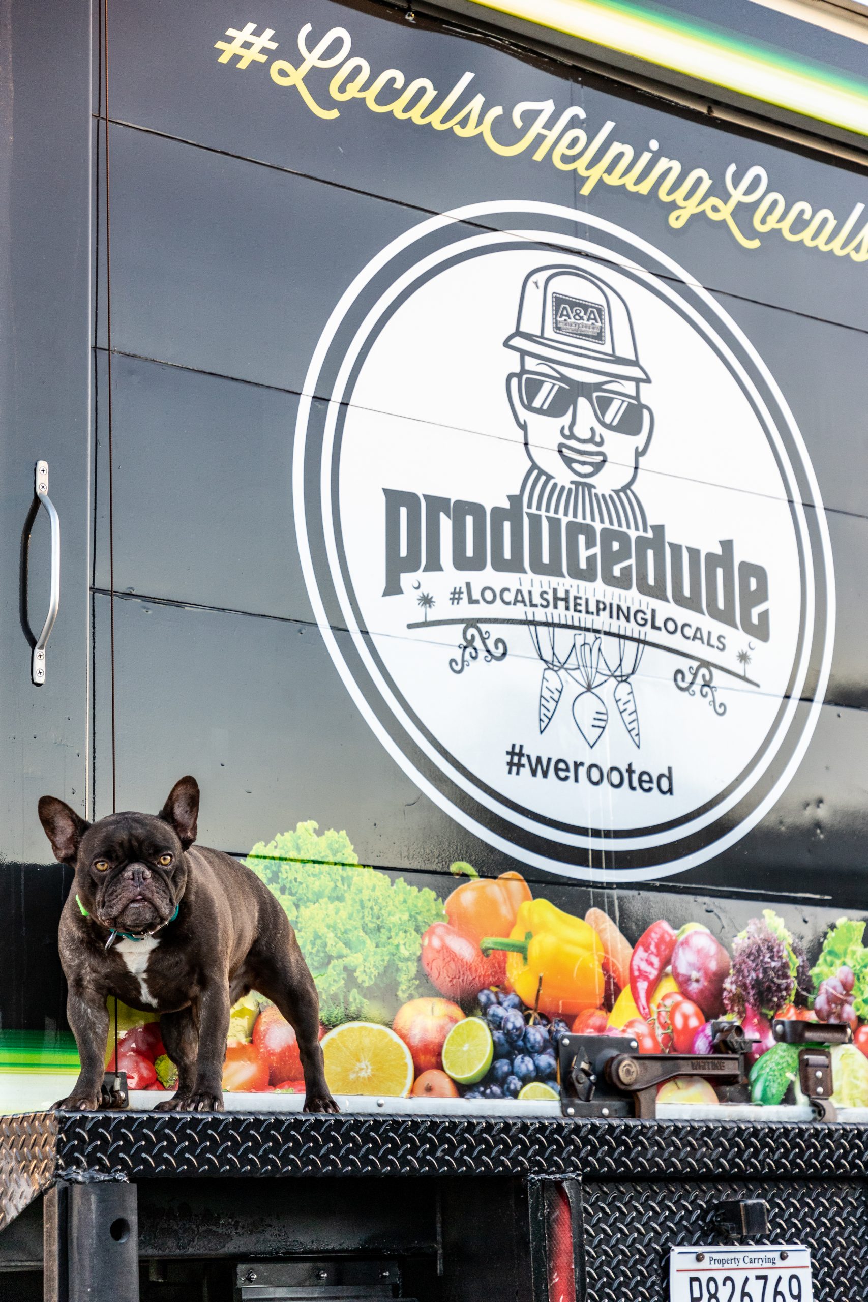 louie the producedude mascott on the A&A delivery truck